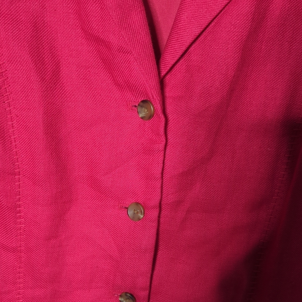Sansu Cherry Red Linen Single Breasted Blazer‎ Size 34/8 (Approx US S/M) - Picture 3 of 8